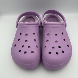 Crocs Unisex Orchid Baya Lined‎ Faux Fur Strap Clogs, Slippers House Shoes Sz 11